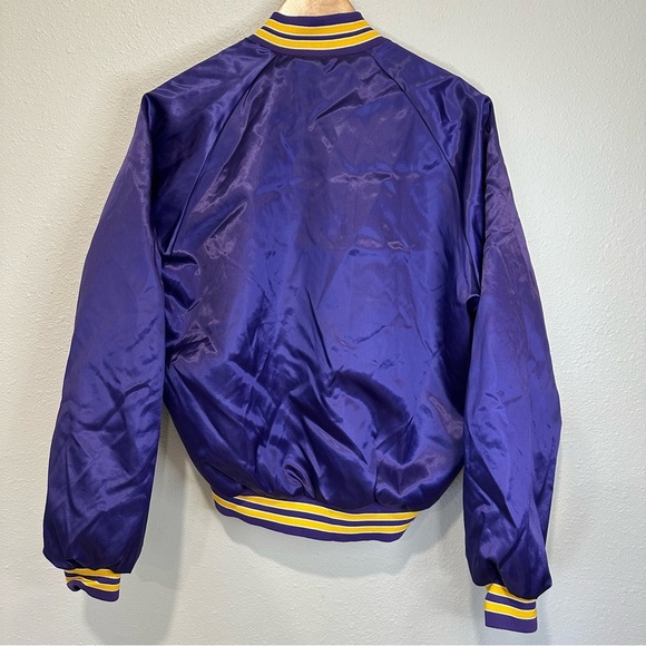 Vintage Minnesota Vikings Purple Satin Bomber Jacket - Picture 11 of 13